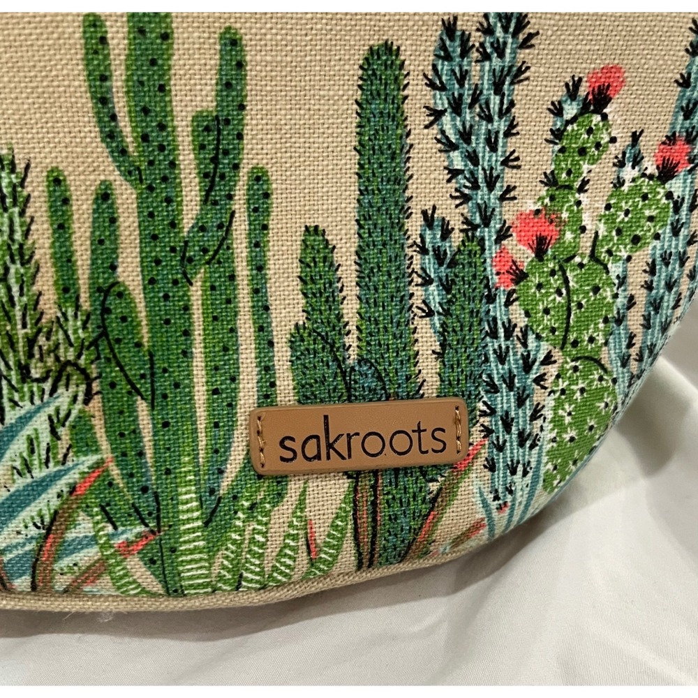 Sakroots‎ Artist Circle Lola Beach Bag Cactus Floral Straw Tote Summer Vacation - Picture 3 of 9